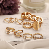 Thumbnail for 13 Piece Medallion Ring Set With Austrian Crystals 18K Gold Plated Ring ITALY Design